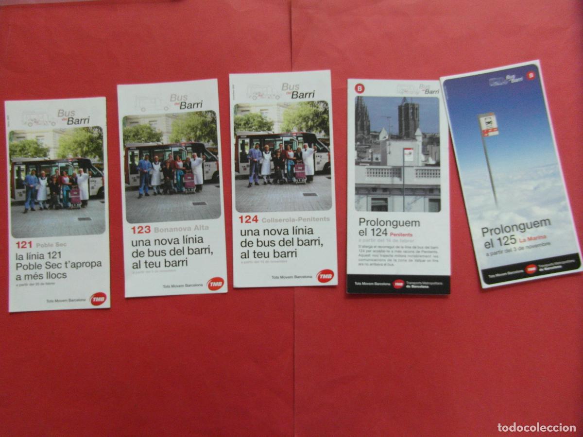Coleccionismo billetes de transporte: REF: BCN100 BARCELONA AUTOBUSES 5 TRIPTICO 121 123 124 125 PLANO PARADA HORARIO LEEINT