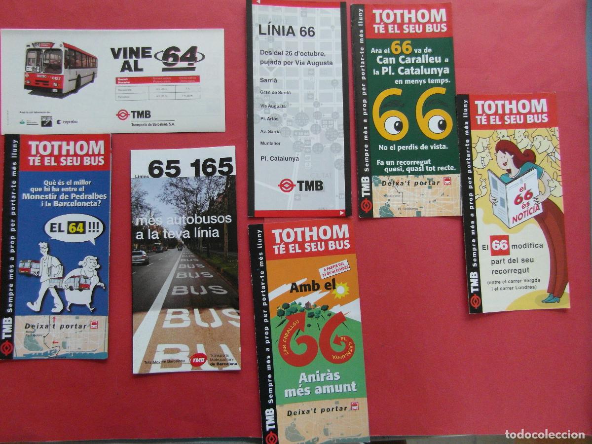 Coleccionismo billetes de transporte: REF: BCN100 BARCELONA AUTOBUSES 7 TRIPTICO 64 65 165 66 PLANO PARADA HORARIO LEEINT