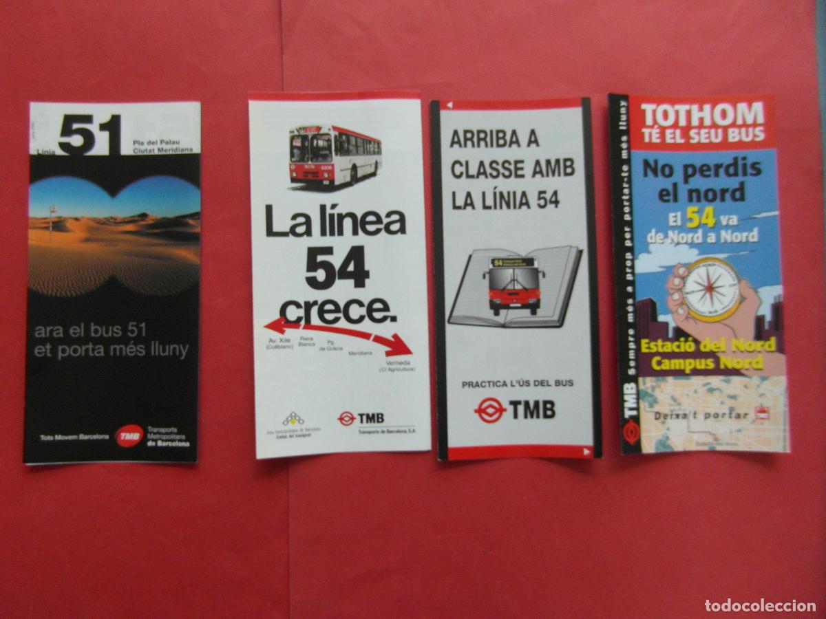 Coleccionismo billetes de transporte: REF: BCN100 BARCELONA AUTOBUSES 4 TRIPTICO 51 54 PLANO PARADA HORARIO LEEINT