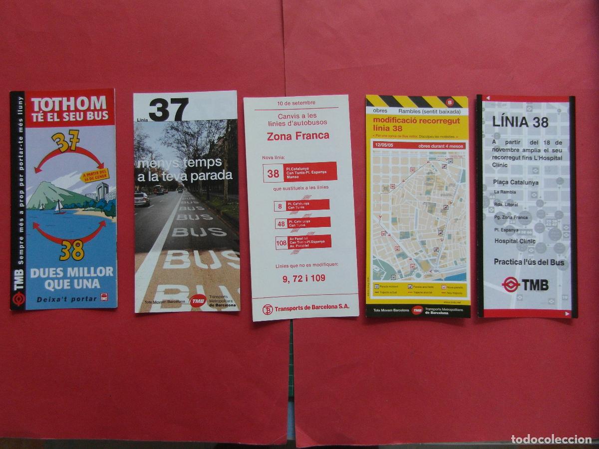 Coleccionismo billetes de transporte: REF: BCN100 BARCELONA AUTOBUSES 5 TRIPTICO 37 38 (8 48 108) PLANO PARADA HORARIO LEEINT