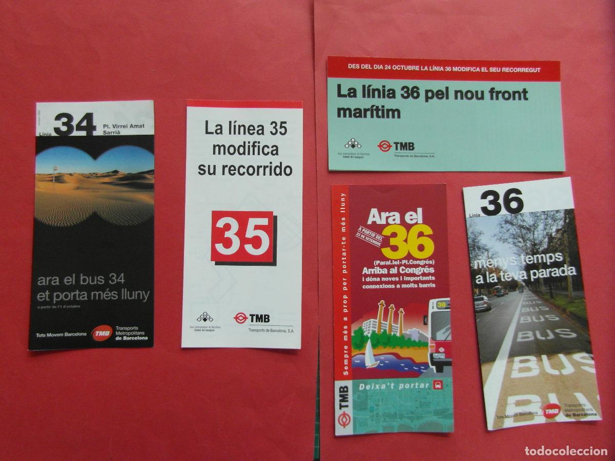 Coleccionismo billetes de transporte: REF: BCN100 BARCELONA AUTOBUSES 5 TRIPTICO 34 35 36 PLANO PARADA HORARIO LEEINT