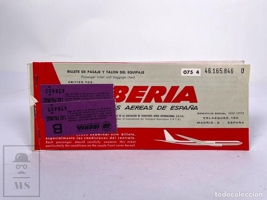 Coleccionismo billetes de transporte: Antiguo Billete de Avi&oacute;n - Iberia / Barcelona Las Palmas Tenerife - 30 Abril 1973 Publi pedro Domecq