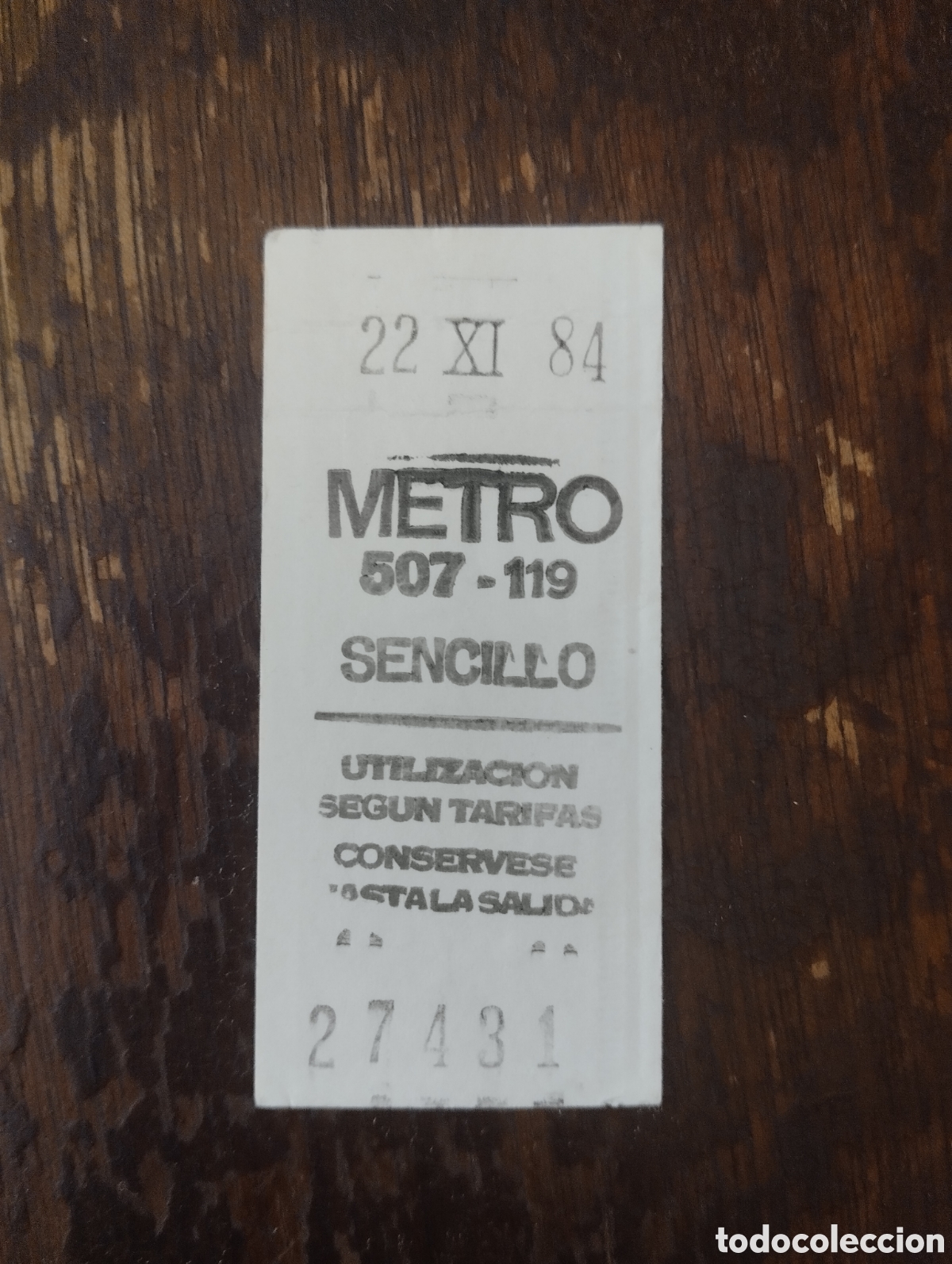 Coleccionismo billetes de transporte: BILLETE METRO SENCILLO A&Ntilde;O 1984