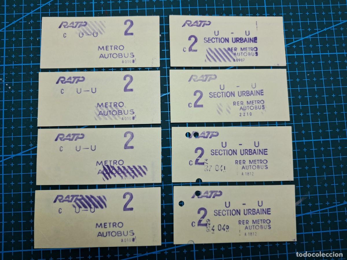 Coleccionismo billetes de transporte: 8 billetes ticket metro o autobus y RER (RAPT) - Francia - 1990 - billete metro paris