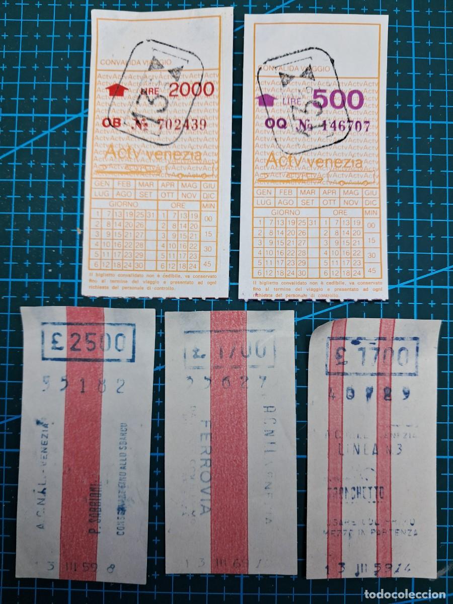 Coleccionismo billetes de transporte: 5 bitelles de transporte p&uacute;blico de Venecia - Ital&iacute;a - 1989