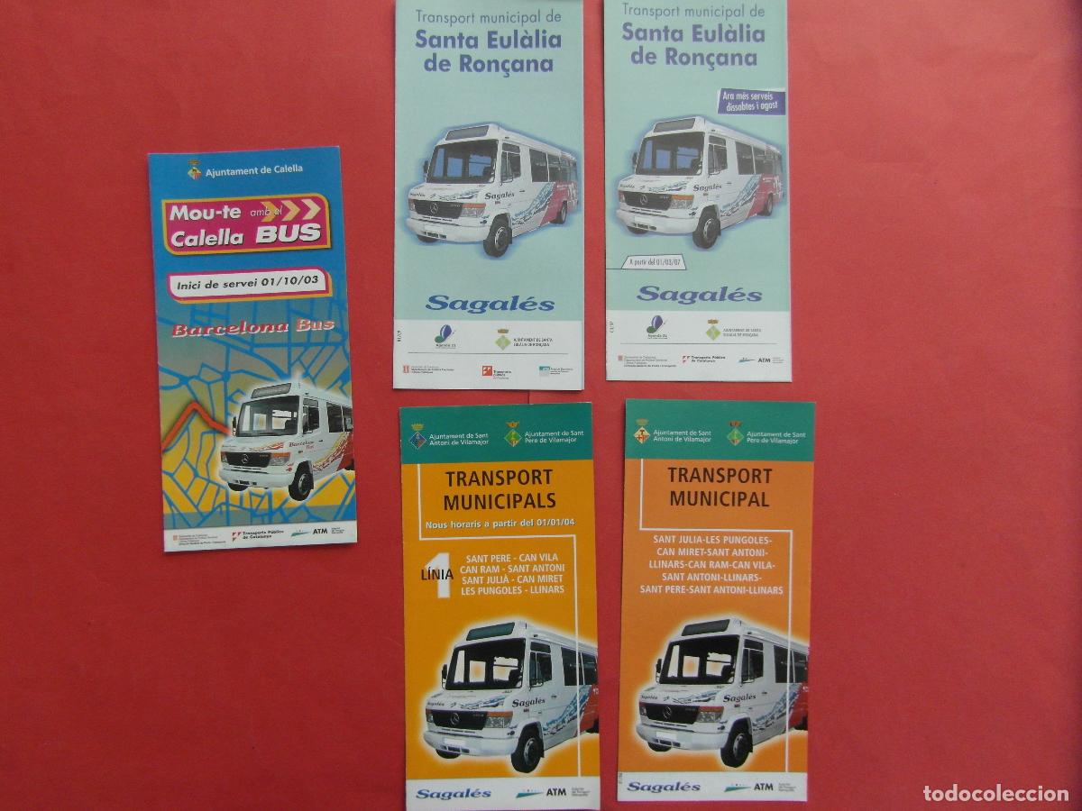 Coleccionismo billetes de transporte: REF: BCN100 5 FOLLETOS HORARIOS PLANOS DIFERENTE SAGALES SANT ANTONI VILAMAJOR SANTA EULALIA CALELLA