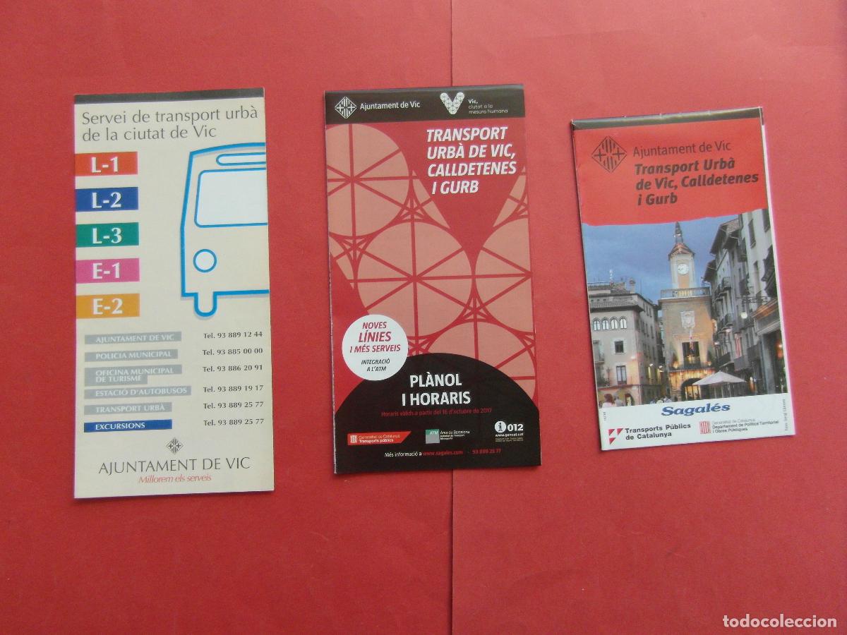 Coleccionismo billetes de transporte: REF: BCN100 3 FOLLETO HORARIOS PLANOS DIFERENTE VIC CALLDETENES GURB LEEINT