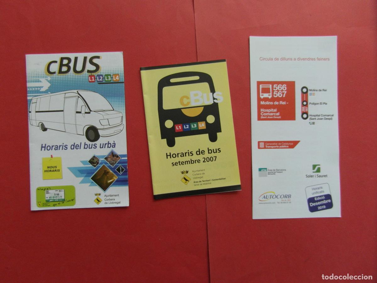 Coleccionismo billetes de transporte: REF: BCN100 3 FOLLETO HORARIOS PLANOS DIFERENTE CORBERA DE LLOBREGAT AUTOCORB SOLER I SAURET LEEINT
