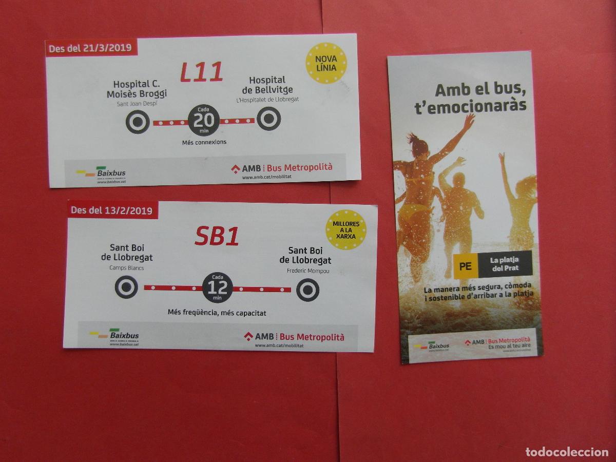 Coleccionismo billetes de transporte: REF: BCN100 3 FOLLETO HORARIOS DIFERENTE BAIXBUS AMB PE PRAT SANT BOI