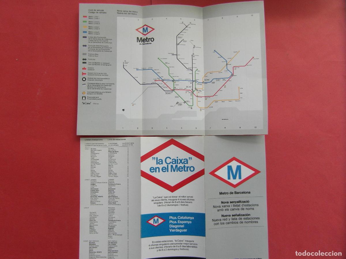 Coleccionismo billetes de transporte: REF: BCN100 1 PLANO DIFERENTE METRO DE BARCELONA - NUEVA SE&Ntilde;ALIZACION PARADAS CAMBIO NOMBRE 1982