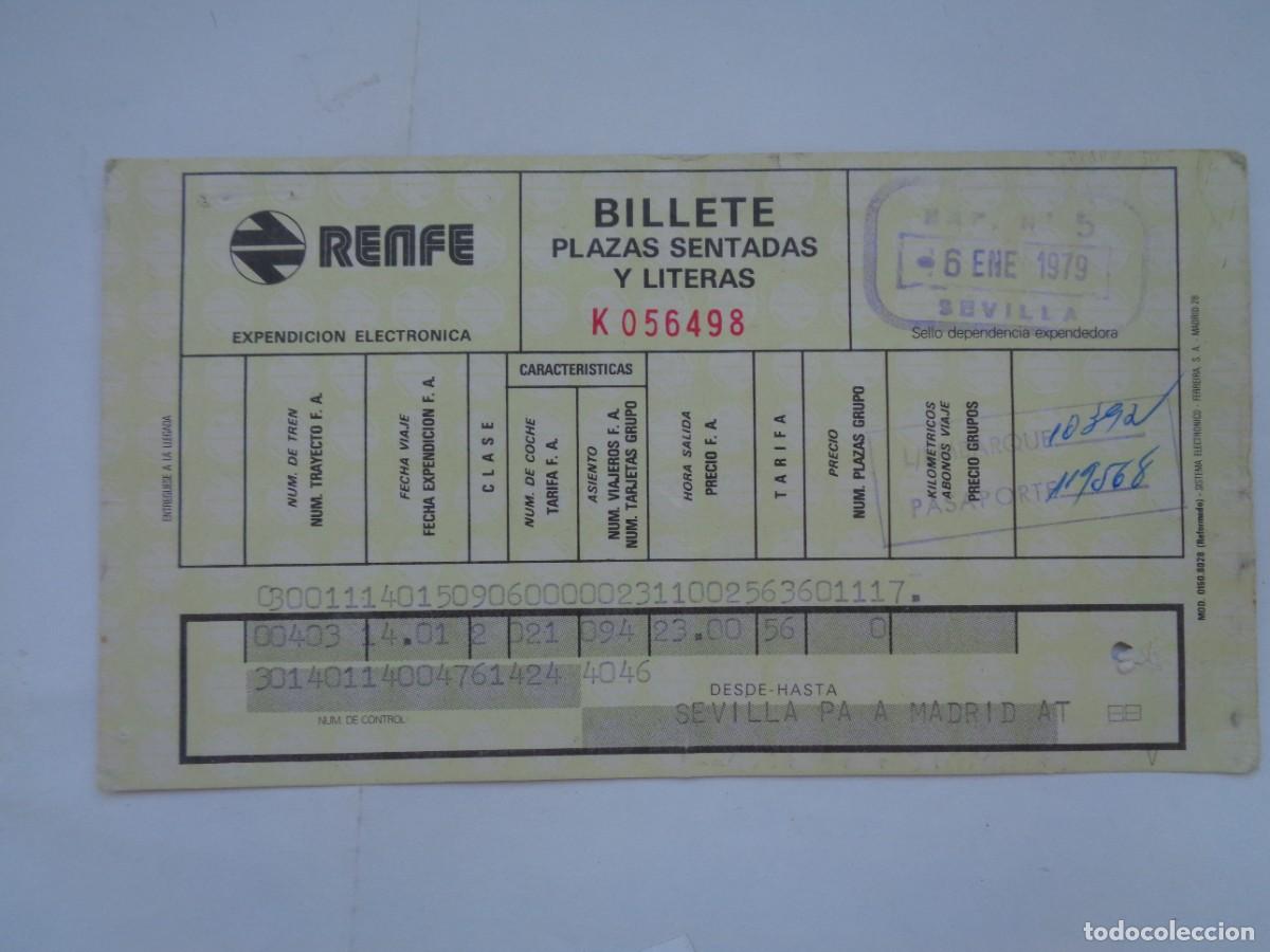 Collectables Transport Tickets: RED NAL. FERROCARRILES ESPA&Ntilde;OLES, RENFE: BILLETE PLAZAS SENTADAS Y LITERAS. SEVILLA - MADRID 1979