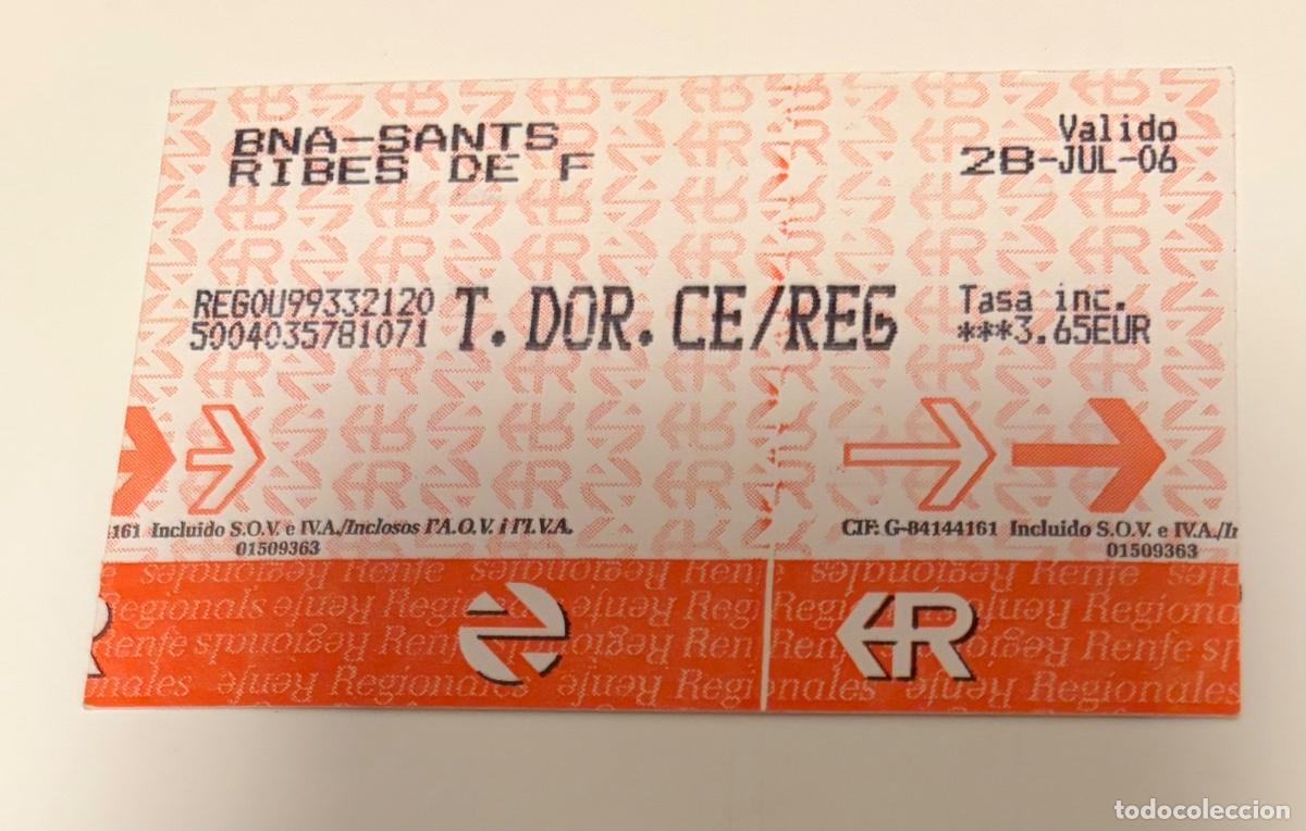 Sammeln von Fahrkarten: ANTIGUO BILLETE TREN FERROCARRIL RENFE BARCELONA A RIBES DE FRESER A&Ntilde;O 2006