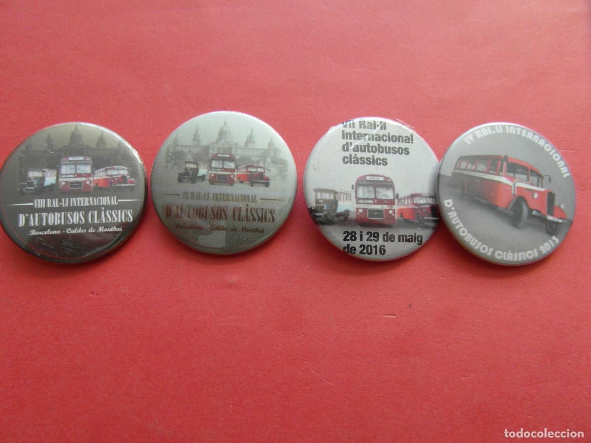Collectables Transport Tickets: REF: MER100 - TEMA TRANSPORTE - 4 CHAPAS RALLY AUTOBUSES CLASICOS BARCELONA DIFERENTES A&Ntilde;OS LEEINT