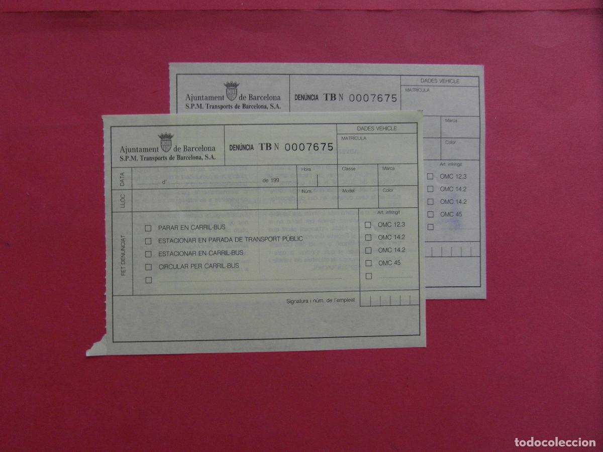 Coleccionismo billetes de transporte: REF: BCN100 COL. TRANSPORTE 1 IMPRESO SPM TRANSPORT BACELONA MULTA DENUNCIA TB - LEEIN