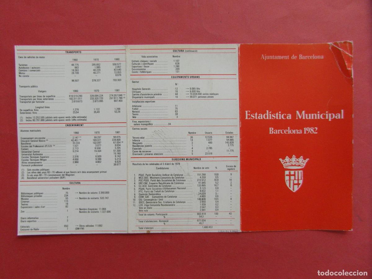Coleccionismo billetes de transporte: REF: BCN100 COL. TRANSPORTE 1 IMPRESO ESTADISTICA MUNICIPAL AYUNTAMIENTO BARCELONA 1982 - LEEIN