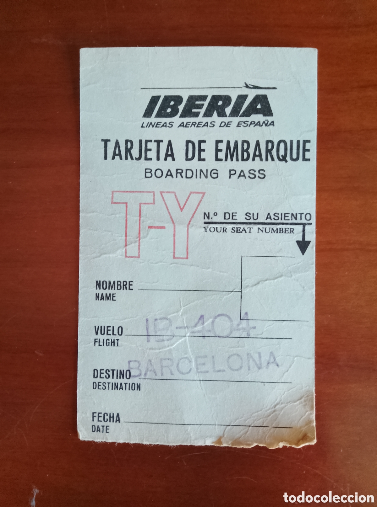 Coleccionismo billetes de transporte: Iberia - Tarjeta de embarque