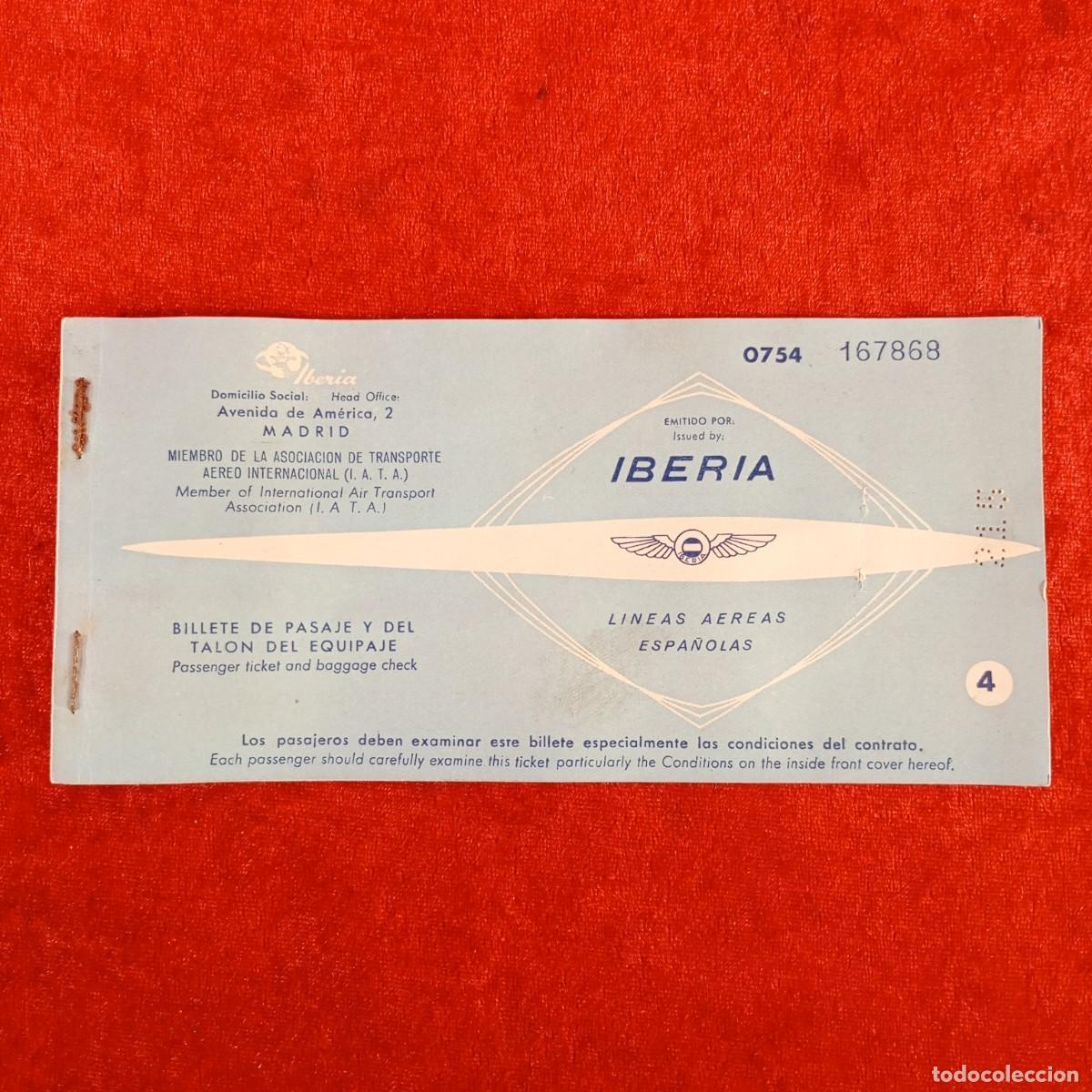 Coleccionismo billetes de transporte: IBERIA - LINEAS AEREAS ESPA&Ntilde;OLAS - BILLETE DE PASAJE Y DEL TALON DEL EQUIPAJE VUELO - A&Ntilde;OS 50 / 935