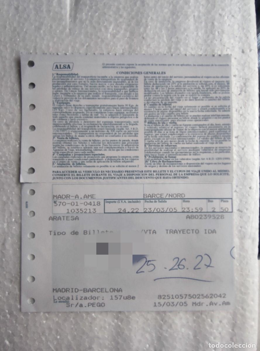 Coleccionismo billetes de transporte: BILLETE AUTOB&Uacute;S - ARATESA / ALSA - MADRID BARCELONA 2005