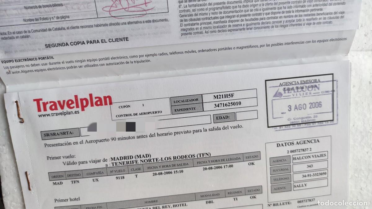 Coleccionismo billetes de transporte: BILLETE AVION - TRAVELPLAN 2006 - MADRID TENERIFE