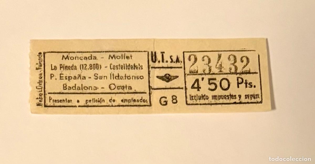 Coleccionismo billetes de transporte: ANTIGUO BILLETE URBANIZACION Y TRANSPORTES S.A. DE BARCELONA / U.T.S.A. - N&Uacute;MERO CAPIC&Uacute;A