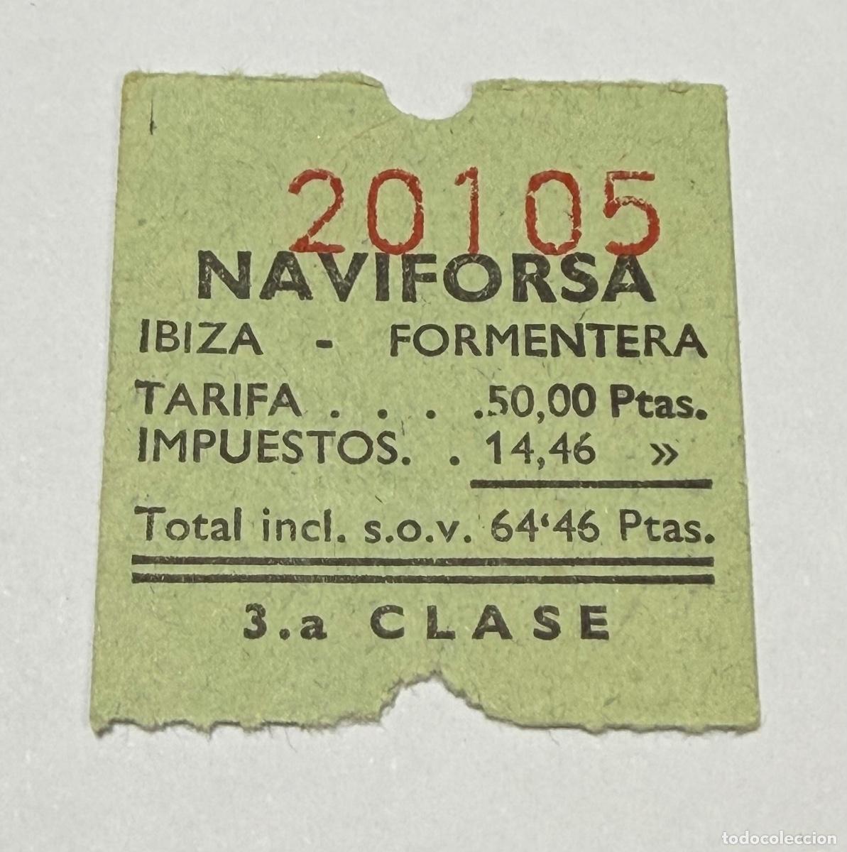 Coleccionismo billetes de transporte: ANTIGUO BILLETE EMPRESA NAVIFORSA - IBIZA A FORMENTERA
