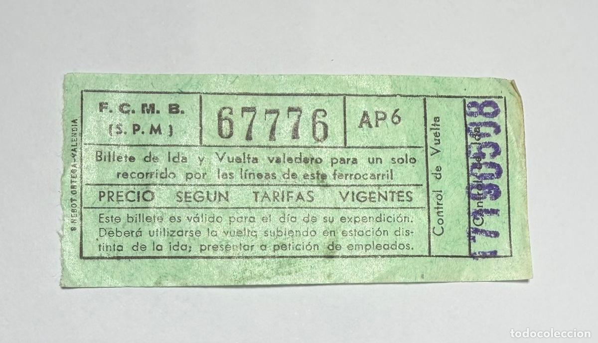 Coleccionismo billetes de transporte: ANTIGUO BILLETE DE IDA Y VUELTA F.C.M.B. (S.P.M.) - N&Uacute;MERO CAPIC&Uacute;A
