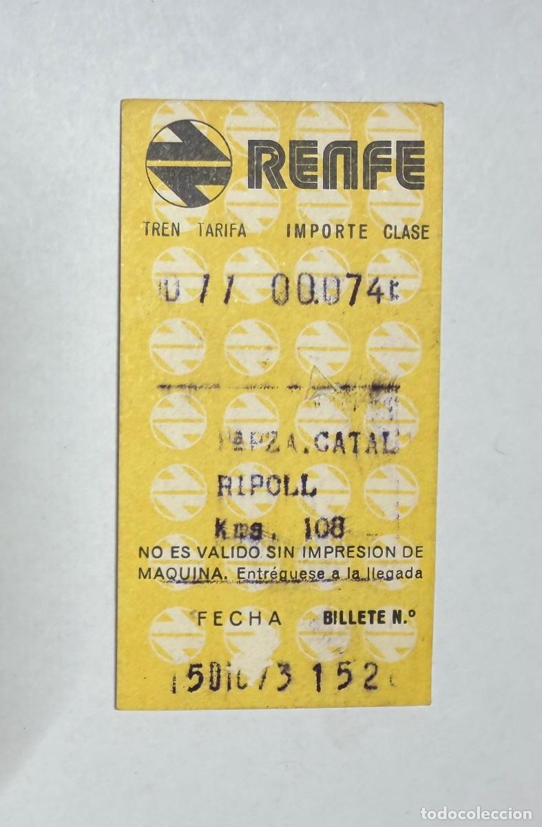 Coleccionismo billetes de transporte: ANTIGUO BILLETE TREN FERROCARRIL RENFE - BARCELONA A RIPOLL