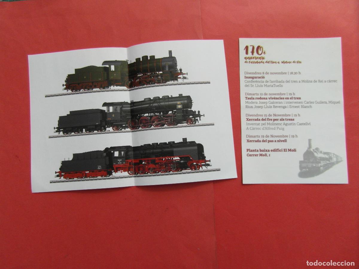 Coleccionismo billetes de transporte: 2 FOLLETOS MOLINS DE REI EXPOSICION 170 A&Ntilde;OS LLEGADA TREN Y EXPOSICION MAQUINAS DE TREN