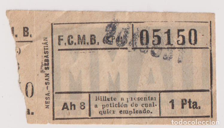 Coleccionismo billetes de transporte: ANTIGUO BILLETE DE TRANSPORTE DEL FERROCARRIL METROPOLITANO DE BARCELONA (F.C.M.B.) CON UN VALOR DE