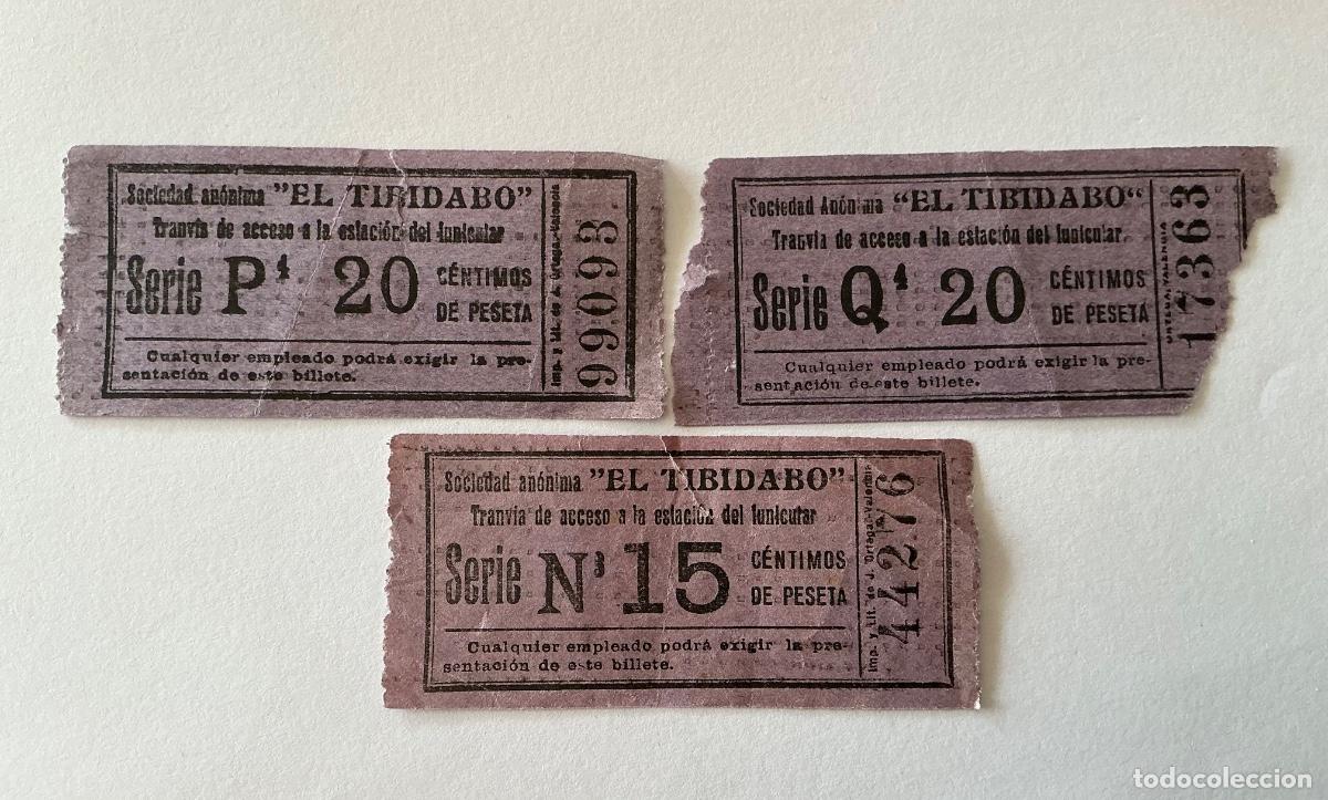 Coleccionismo billetes de transporte: 3 BILLETES TRANV&Iacute;A ACCESO ESTACI&Oacute;N FUNICULAR EL TIBIDABO BARCELONA 15 20 CTS C&Eacute;NTIMOS DE PESETA