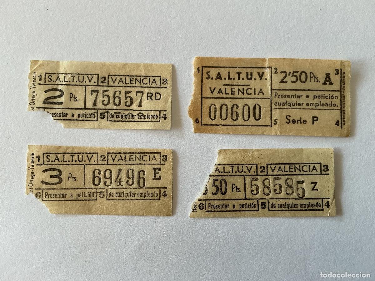 Coleccionismo billetes de transporte: 4 BILLETES TRANV&Iacute;A S.A.L.T.U.V. VALENCIA 2 2&rsquo;50 3 3&rsquo;50 PTS PESETAS CAPIC&Uacute;A