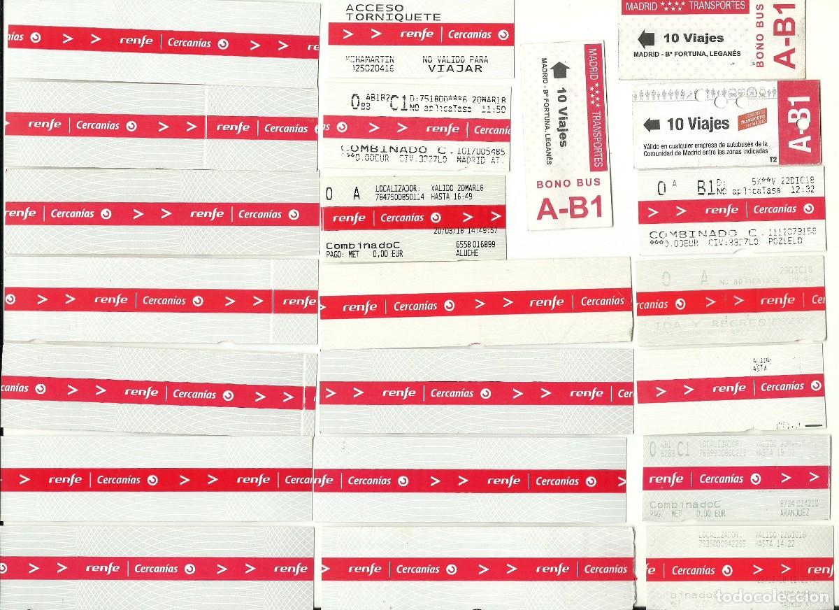 Coleccionismo billetes de transporte: Lote de 22 Billetes de cart&oacute;n antiguos de RENFE y Autobuses Comunidad Madrid
