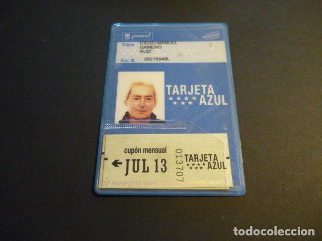 Coleccionismo billetes de transporte: MADRID ABONO TRANSPORTES TARJETA AZUL CON 2 CUPONES 2013