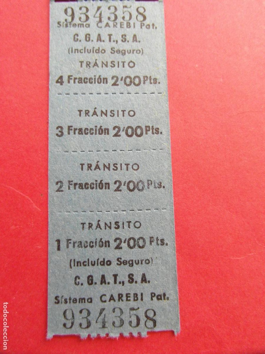 Coleccionismo billetes de transporte: BILLETE COMPLETO C.G.A.T., S.A. Compa&ntilde;&iacute;a General de Autobuses y Transportes, S.A. SISTEMA CAREBI TRA