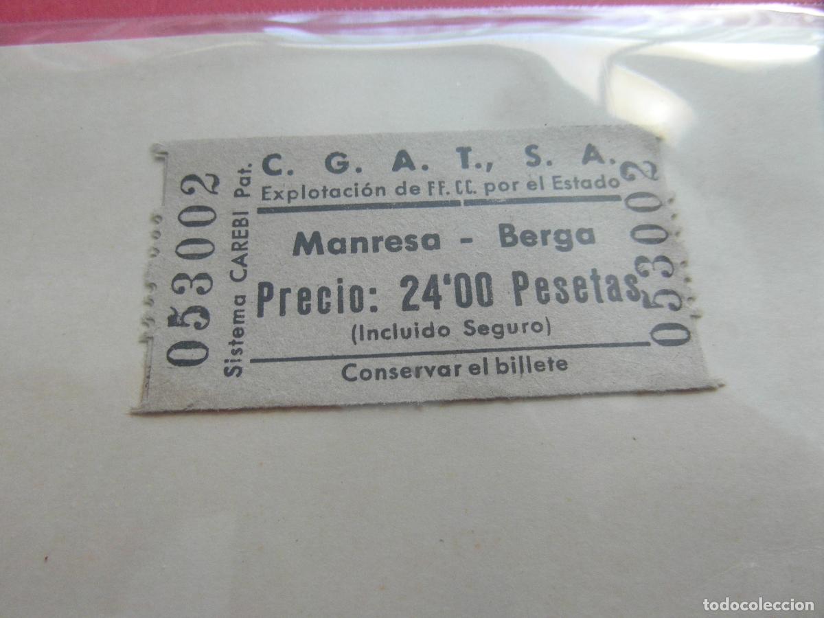 Coleccionismo billetes de transporte: BILLETE C.G.A.T., S.A. Compa&ntilde;&iacute;a General Autobuses Transportes S.A. MANRESA BERGA FERROCARRIL ESTADO