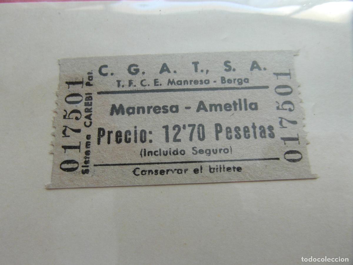 Coleccionismo billetes de transporte: BILLETE C.G.A.T., S.A. Compa&ntilde;&iacute;a General Autobuses Transportes S.A. MANRESA AMETLLA T.F.C.E. BERGA