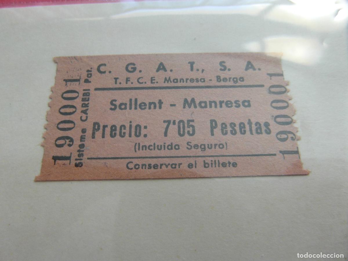 Coleccionismo billetes de transporte: BILLETE C.G.A.T., S.A. Compa&ntilde;&iacute;a General Autobuses Transportes S.A. SALLENT MANRESA T.F.C.E. BERGA