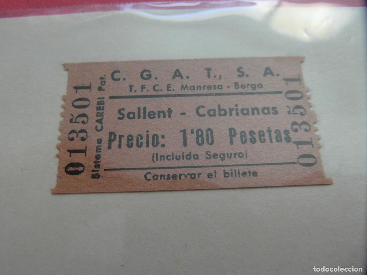 Coleccionismo billetes de transporte: BILLETE C.G.A.T., S.A. Compa&ntilde;&iacute;a General Autobuses Transportes S.A. SALLENT CABRIANAS T.F.C.E. BERGA