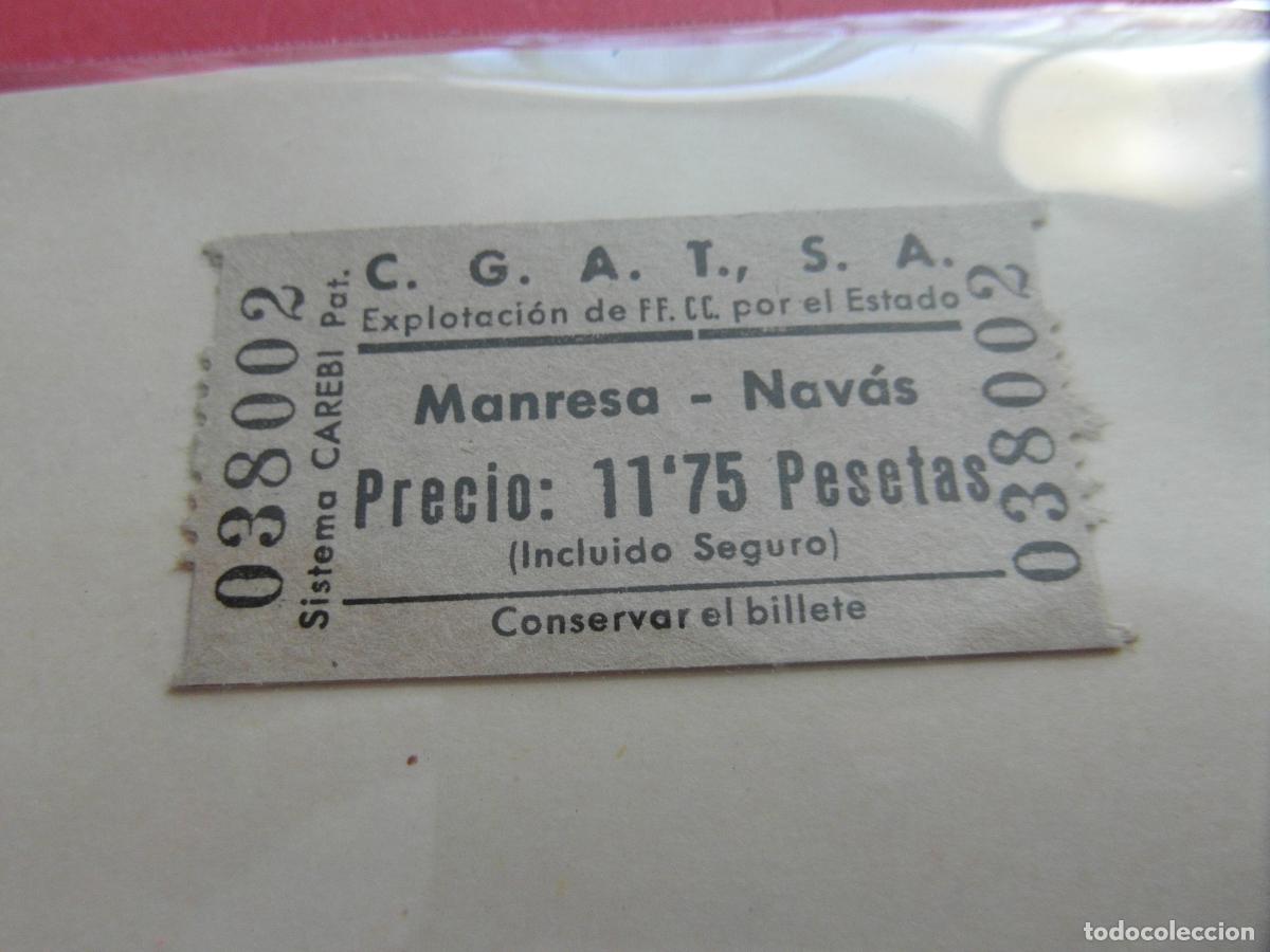 Coleccionismo billetes de transporte: BILLETE C.G.A.T., S.A. Compa&ntilde;&iacute;a General Autobuses Transportes S.A. MANRESA NAVAS FERROCARRIL ESTADO