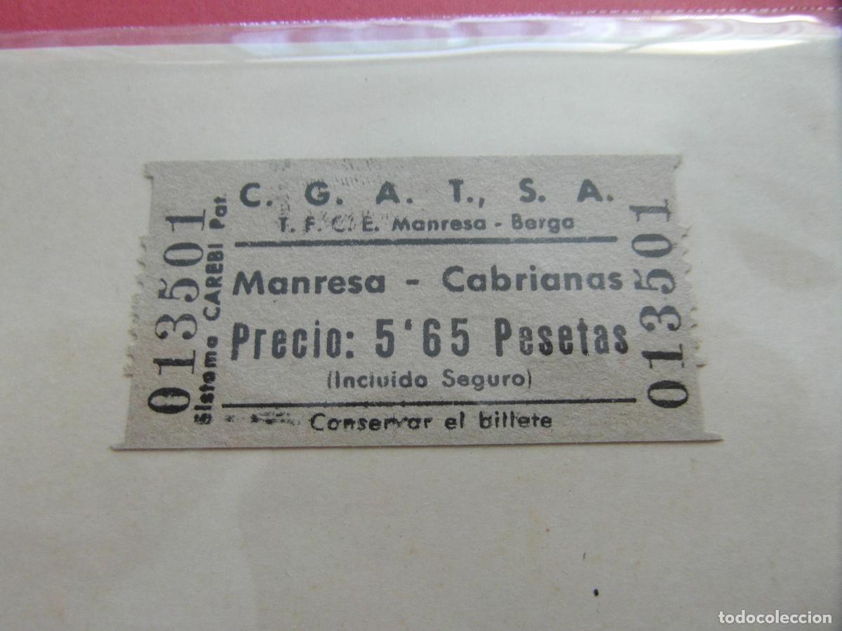 Coleccionismo billetes de transporte: BILLETE C.G.A.T., S.A. Compa&ntilde;&iacute;a General Autobuses Transportes S.A. MANRESA CABRIANAS T.F.C.E. BERGA