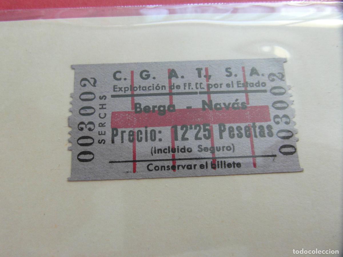 Coleccionismo billetes de transporte: BILLETE C.G.A.T., S.A. Compa&ntilde;&iacute;a General Autobuses Transportes S.A. BERGA NAVAS FERROCARRIL ESTADO