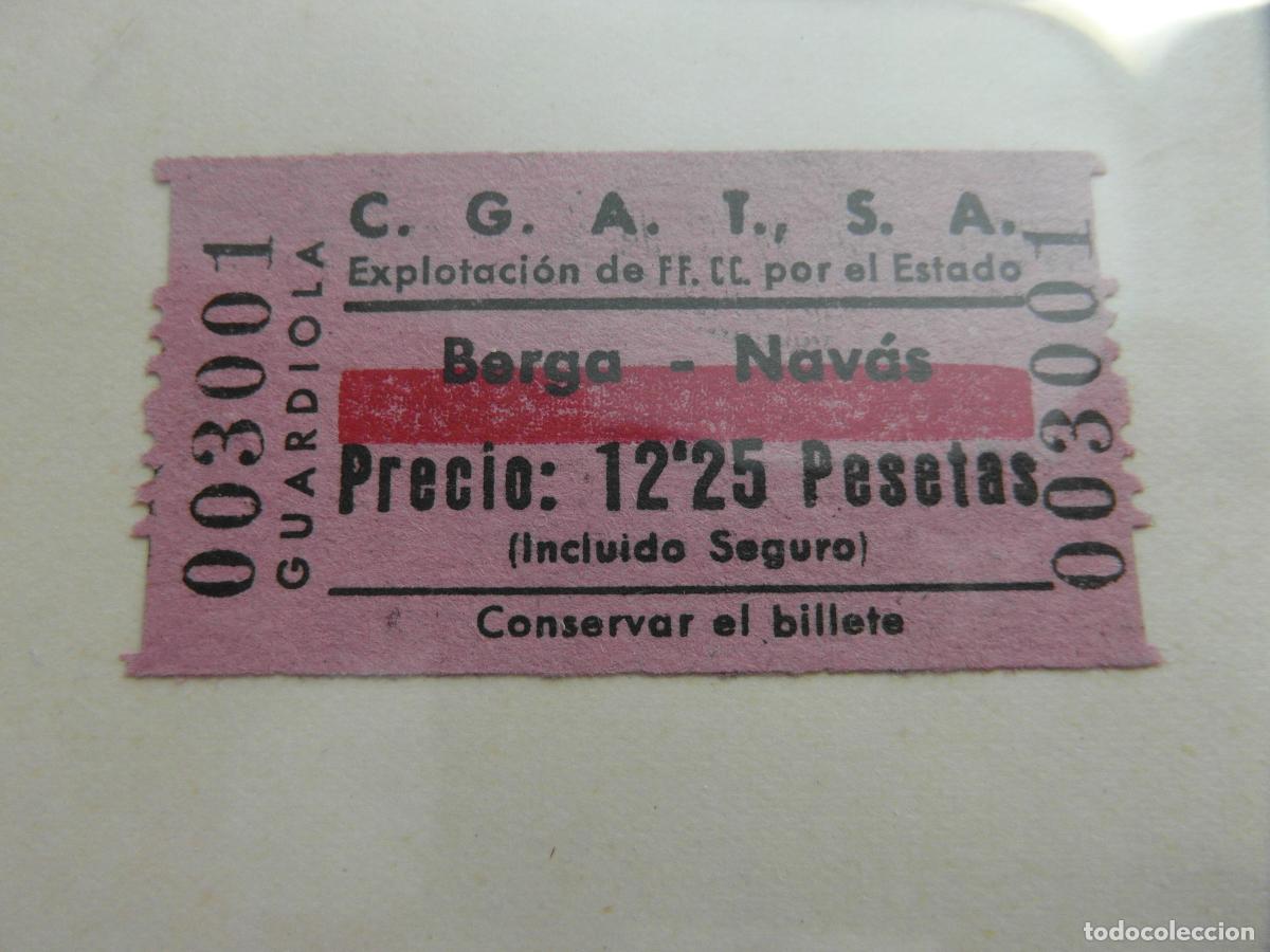 Coleccionismo billetes de transporte: BILLETE C.G.A.T., S.A. Compa&ntilde;&iacute;a General Autobuses Transportes S.A. BERGA NAVAS FERROCARRIL ESTADO