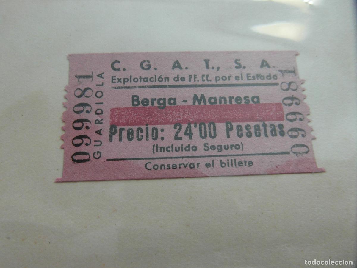 Coleccionismo billetes de transporte: BILLETE C.G.A.T., S.A. Compa&ntilde;&iacute;a General Autobuses Transportes S.A. BERGA MANRESA FERROCARRIL ESTADO