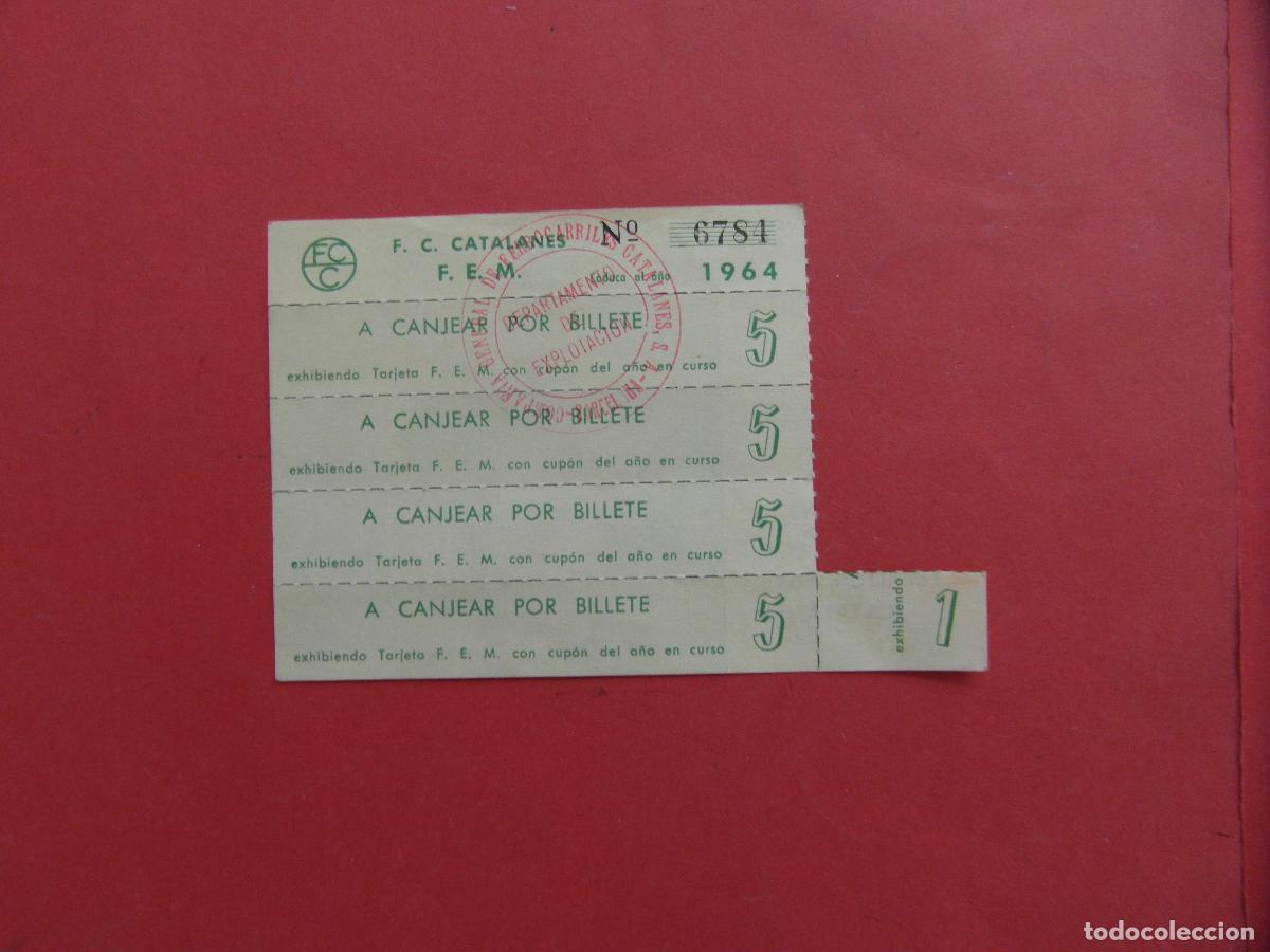 Coleccionismo billetes de transporte: FERROCARRILES CATALANES 1964 F.E.M. VALE CANJEAR POR BILLETE LOTERIA NACIONAL