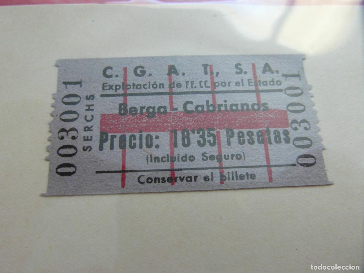 Coleccionismo billetes de transporte: BILLETE C.G.A.T., S.A. Compa&ntilde;&iacute;a General Autobuses Transportes S.A BERGA CABRIANAS FERROCARRIL ESTADO