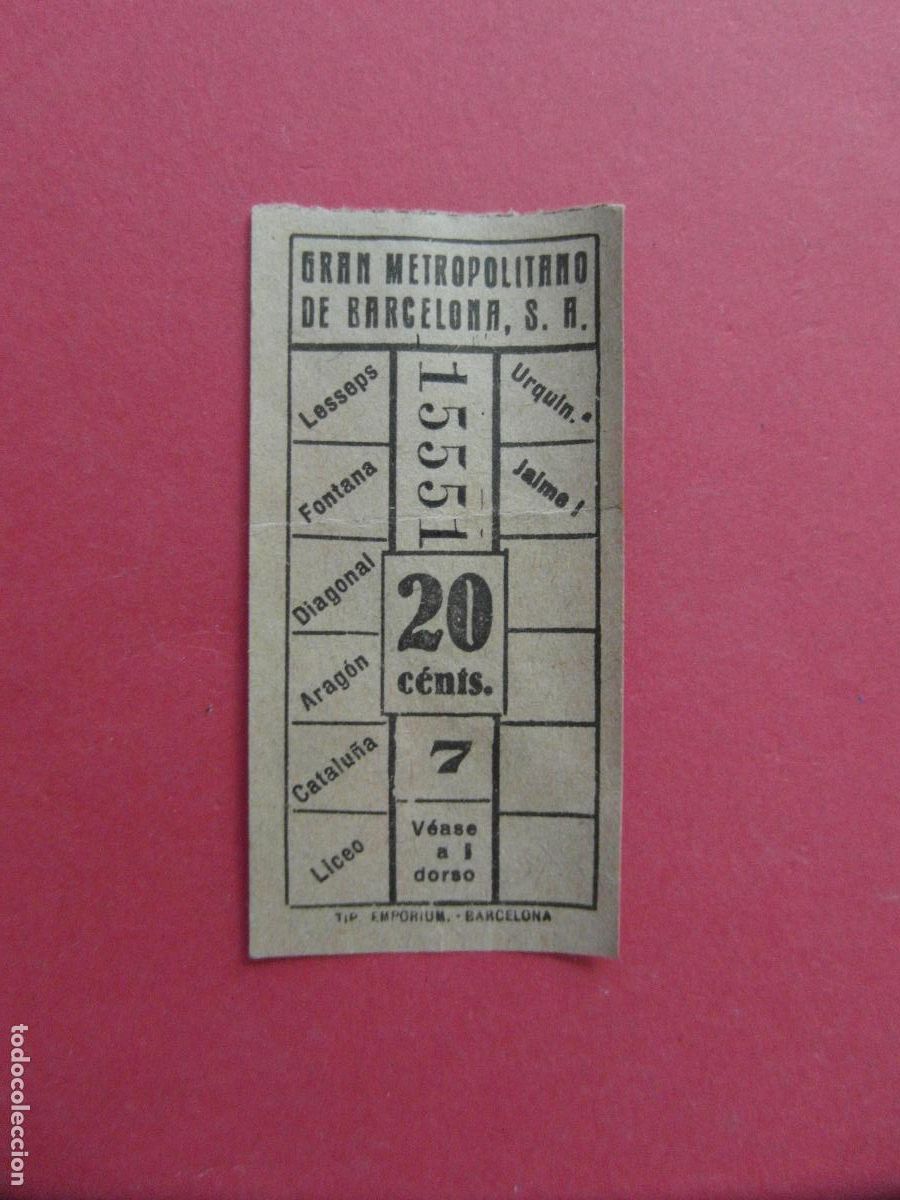 Coleccionismo billetes de transporte: BILLETE GRAN METROPOLITANO METRO DE BARCELONA 20 CTS VALE CANJEAR