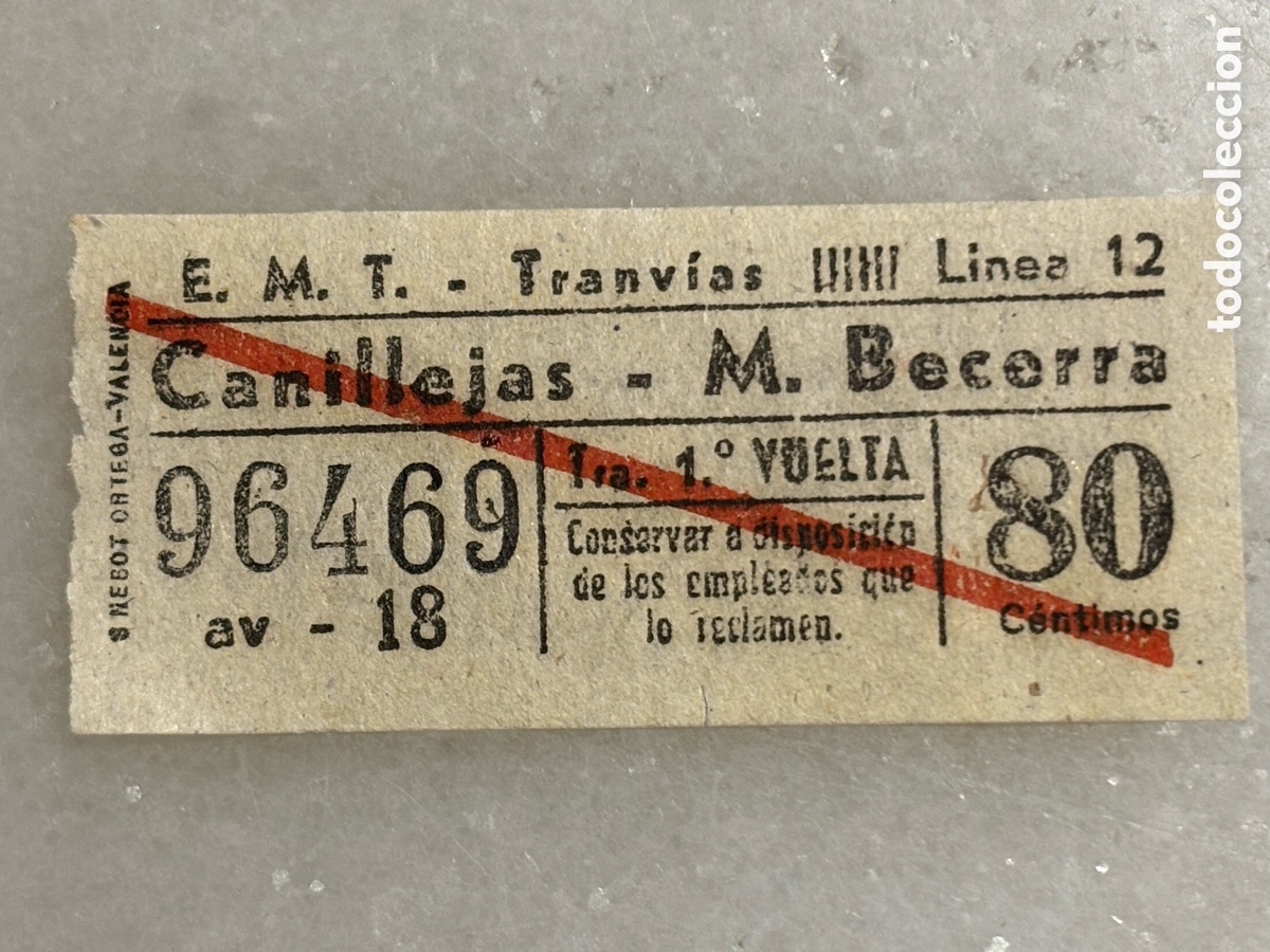 Coleccionismo billetes de transporte: Billete de transporte e MT tranv&iacute;a. Canillejas M Becerra capic&uacute;a 96469