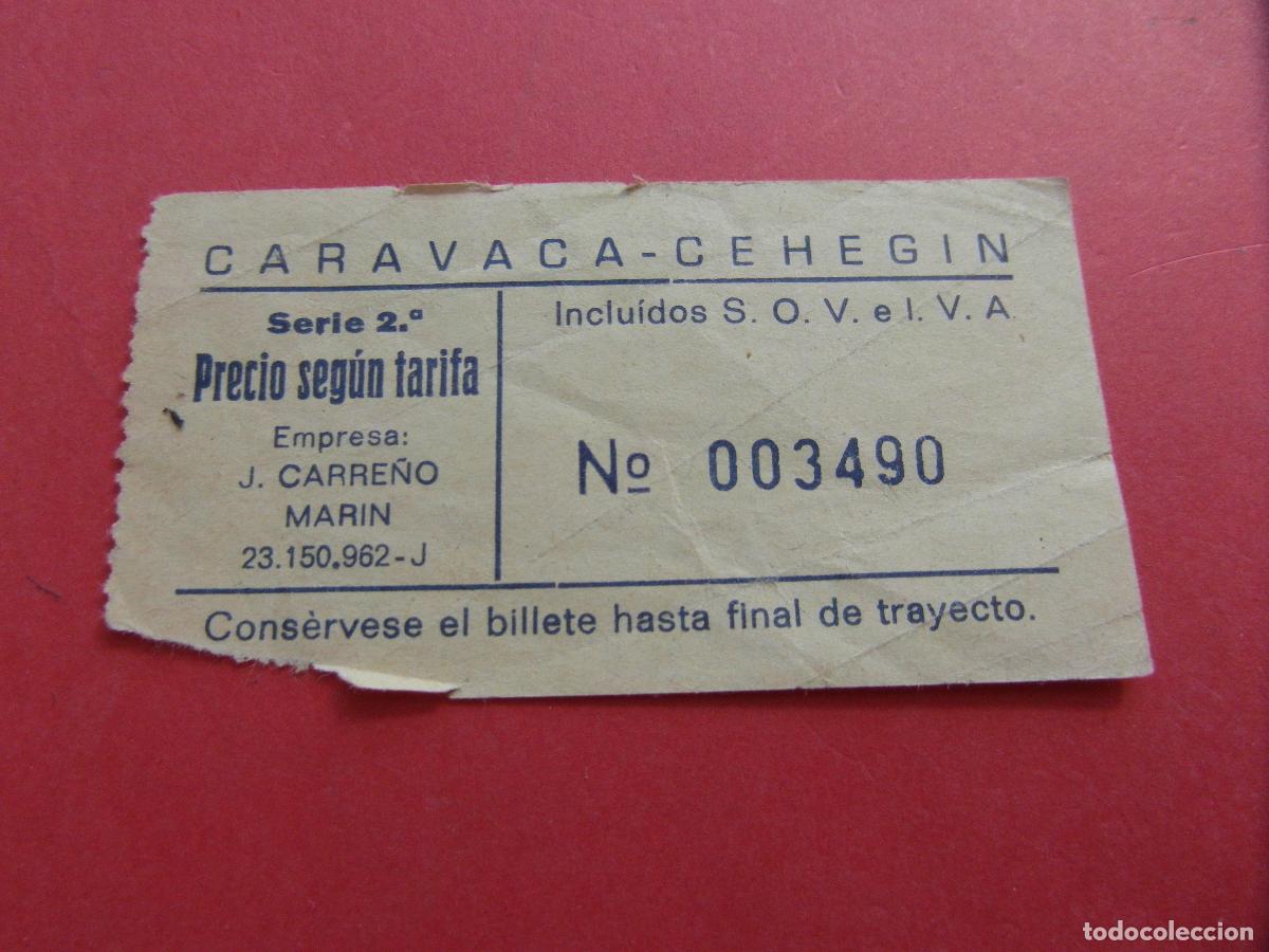 Coleccionismo billetes de transporte: BILLETE EMPRESA J. CARRE&Ntilde;O MARIN ACTUAL LINEA 5SL CARAVACA MURCIA CEHEGIN