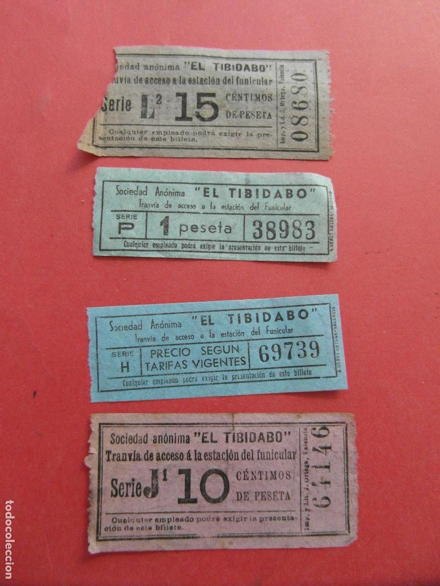 Coleccionismo billetes de transporte: 4 BILLETES TRANVIA FUNICULAR TIBIDABO CAPICUAS 08680 38983 69739 64146 AZUL BLAU SOCIEDAD ANONIMA