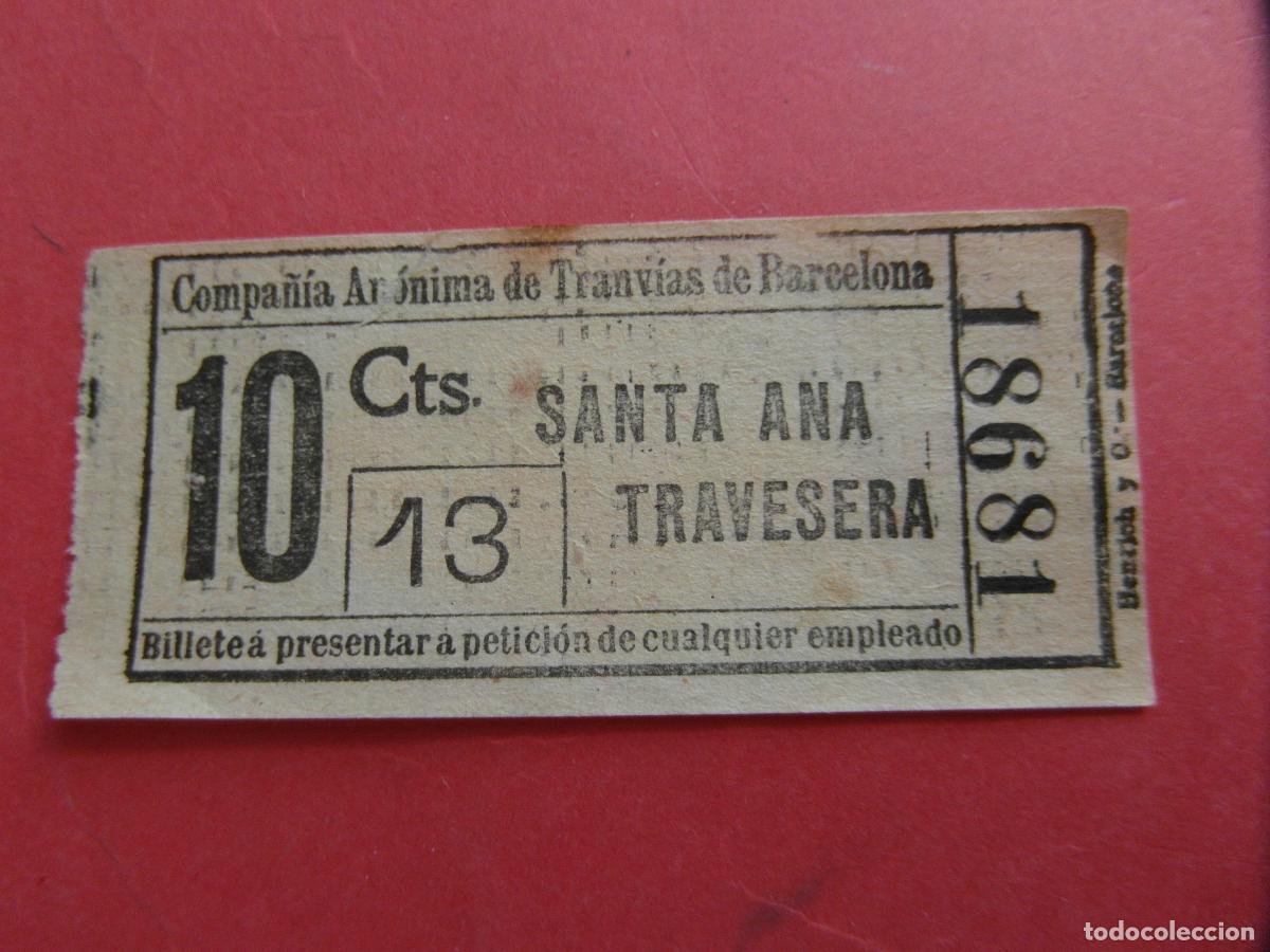 Coleccionismo billetes de transporte: BILLETE COMPA&Ntilde;IA ANONIMA DE TRANVIAS BARCELONA CAPICUA 18681 VER FOTO DISTINTOS IMPRESORES TRAYECTOS